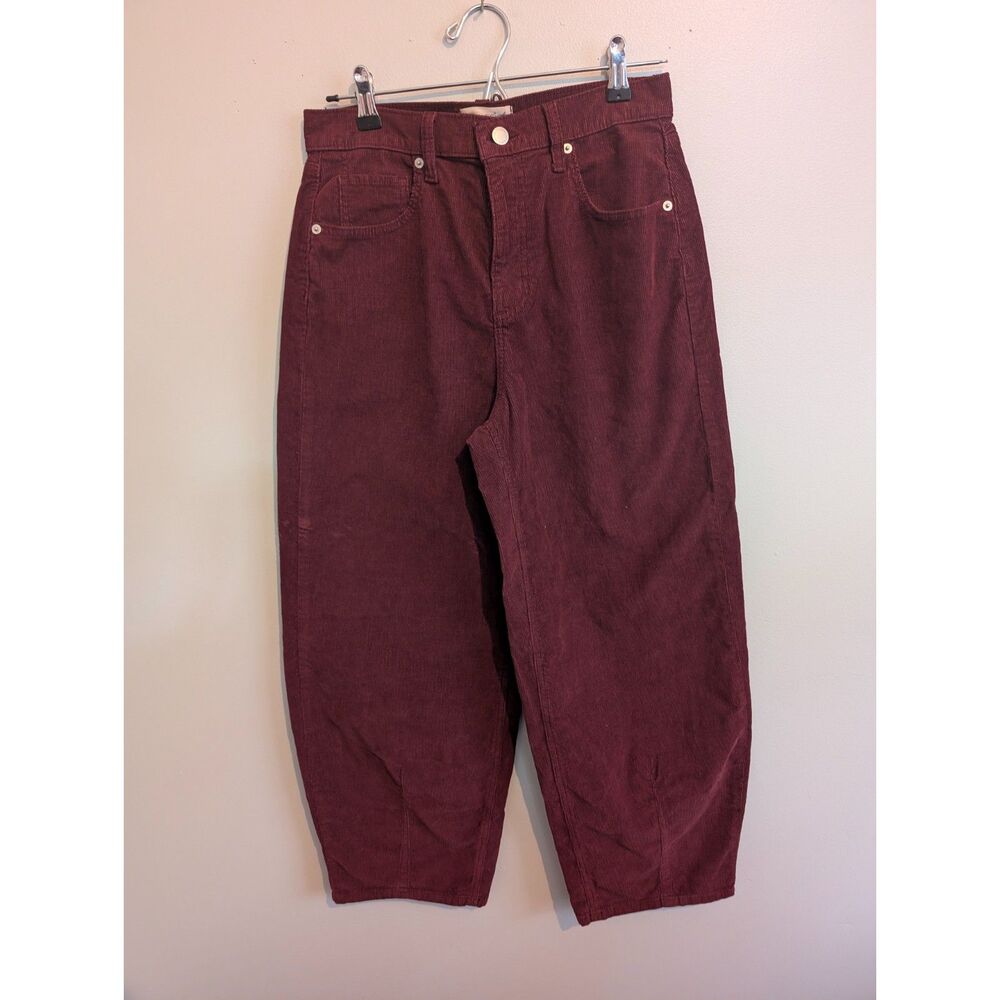Universal Thread High Rise Easy Barrel Corduroy Pants Burgundy Size 6R
